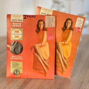 NWT Vintage 1960s Lady Carroll Nylon Chocolate Brown Pantyhose Bundle Micro Mesh